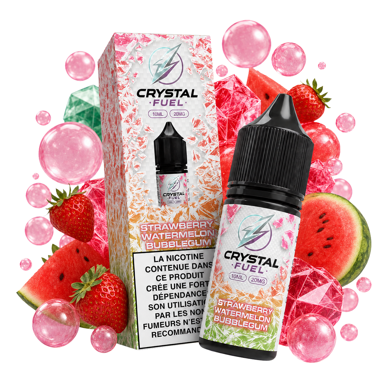 Strawberry Watermelon Bubblegum 20mg 10ml Crystal Fuel